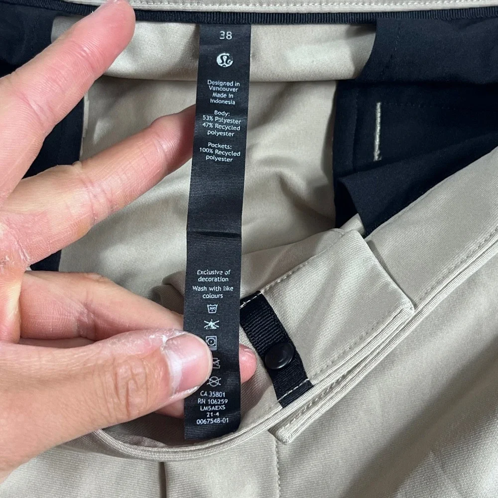 Lululemon Commission Pant Slim 38 Khaki Tan Men's Technical Trousers LM5AEXS